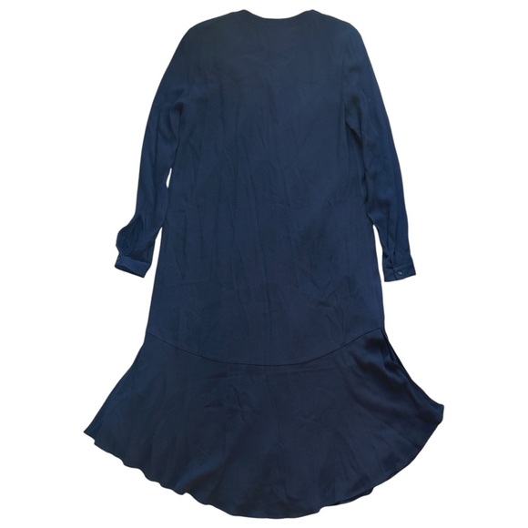 COS V-Neck Long Sleeve Buttondown Midi Shirt Dress Dark Navy Women’s Sz 4 - Picture 2 of 5